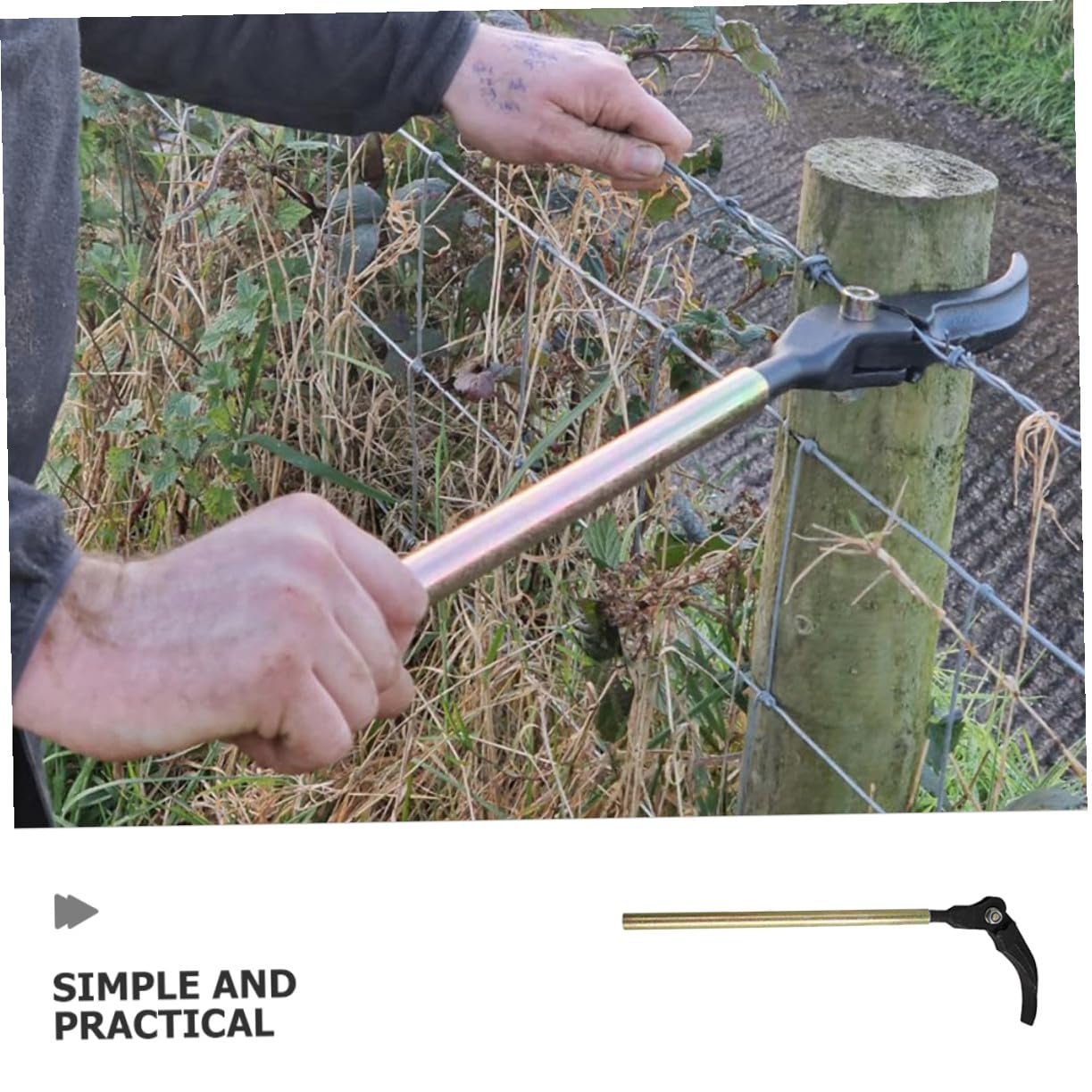 Tensor de Alambre para Vallas Agrícolas Portátil Mango Largo, Herramienta para Tensar Alambre de Púas y Liso, Útil para Reparación y Montaje en Jardín y Campo