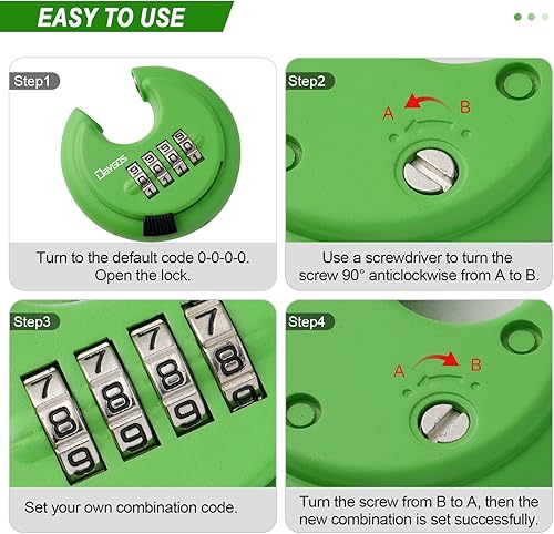 Miniatura 6 de DAYGOS Candados de Disco de Combinación para Exteriores  Cerradura de Código de 4 Dígitos de Servicio Pesado, Cerradura de Disco de Combinación para