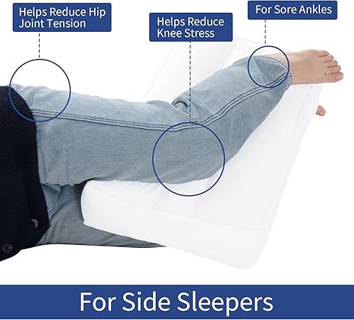 Miniatura 2 de HOMBYS Almohada de rodilla para personas que duermen de lado, alternativa de plumón entre la almohada de piernas para dormir, almohada debajo de la
