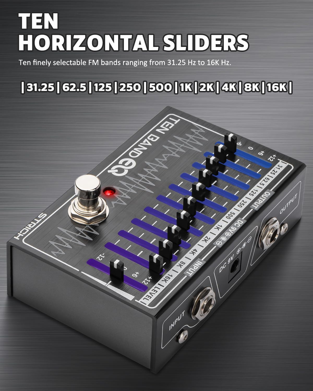 Ten Horizontal Sliders for frequency adjustment
