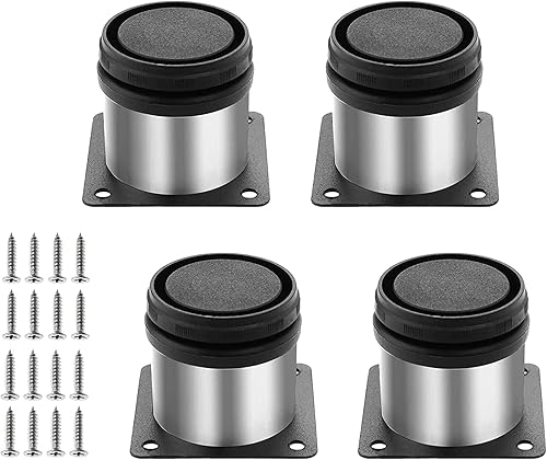4 patas ajustables para muebles de 2 pulgadas (1.969 in), patas redondas de acero inoxidable, patas redondas de gabinete, patas de cocina ajustables