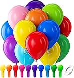 Bezente Assorted Rainbow Latex Balloons, 100 Pack 12 inch Round Helium Bright Color Balloons for Birthday Bridal Shower Wedding Party Decorations