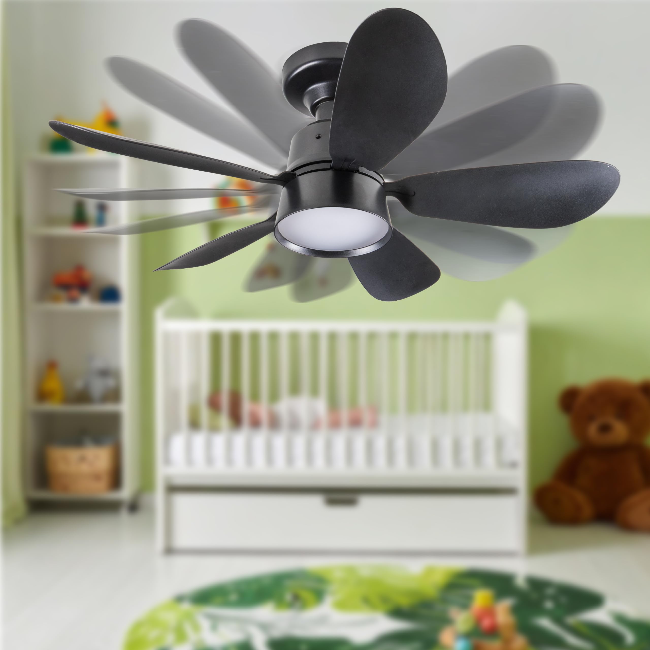 Proventa LED-Deckenleuchte mit Ventilator Ø530mm 25W 1100lm CCT 3000–6500K dimmbar IP20 flimmerfrei mit Fernbedienung modern flach leise ideal für Wohnräume Schlafzimmer Küche Wohnzimmer