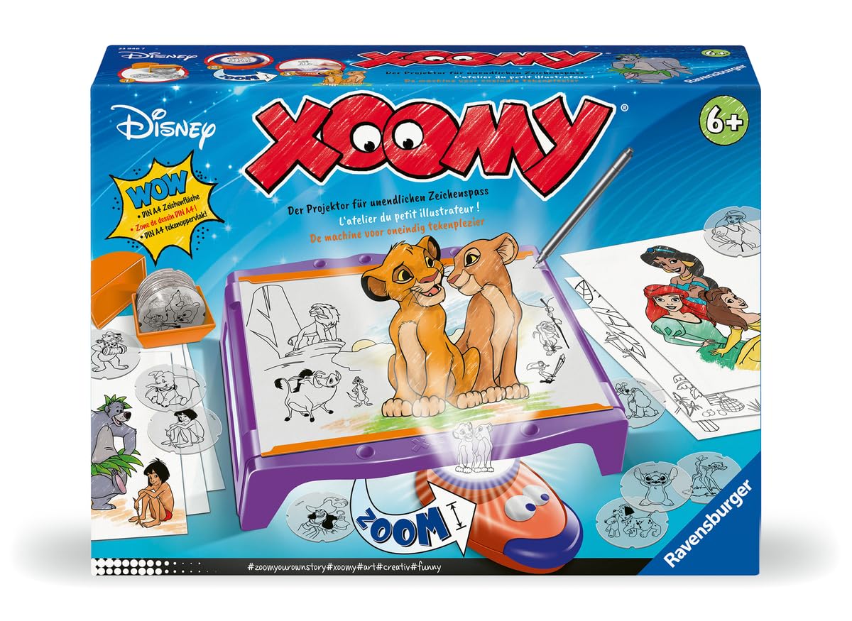 Ravensburger Xoomy Maxi Disney – Table à Dessin pour Enfant avec projecteur LED – Apprendre à Dessiner Les Personnages Disney – 72 modèles – Activité créative dès 6 Ans – Version française