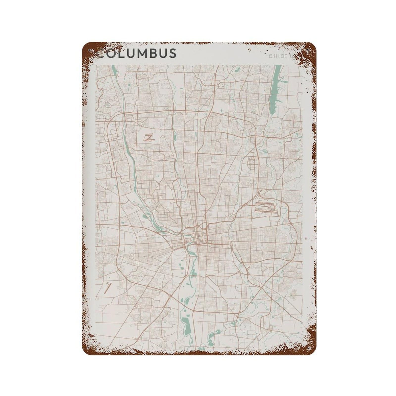 xiaoxiaoshen Columbus Map Street Ohio (2) Wall Decor Art Metal Tin Poster Modern Home Decor Art Home Bar Shop Decorations Vintage Sign 40x30cm