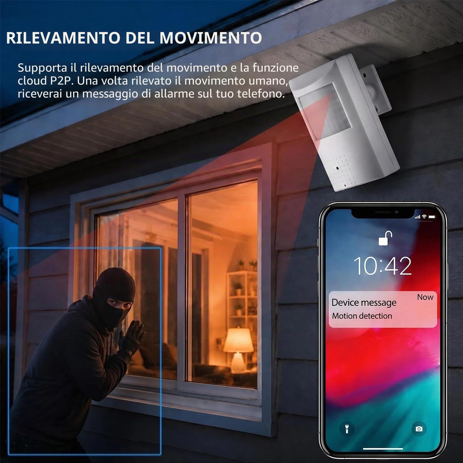 UltraHD 4K (8MP) POE IP Camera Audio, PIR 940nm IR LED IR Visione notturna CCTV Cam con microfono, 3,7 millimetri Lens Indoor Security Camera P2P H.265 (IPIR-P-A-HS82 Bianco)