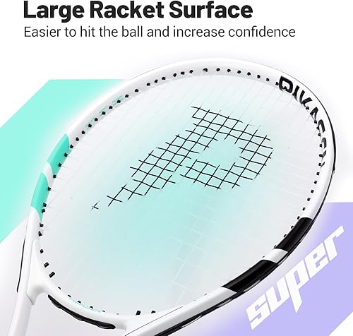 Miniatura 4 de Juego de raquetas de tenis de 27 pulgadas para adultos, juego de raquetas de tenis recreativas para 2 jugadores con 2 overgrips y 1 bolsa de tenis.