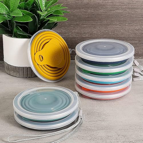 Miniatura 9 de ME.FAN Taza de viaje plegable de silicona - Taza de camping plegable con tapas de silicona - Juego de tazas de beber expandibles - Portátil,