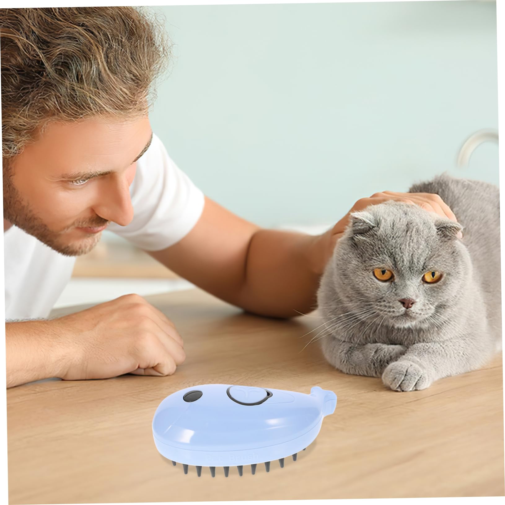 SUPVOX 3pièces Brosse à Vapeur Multifonctionnelle Pour Chats Brosse De Bain Et Nettoyante Auto-nettoyante Convient à Les Types De Poils Couleur Bleue
