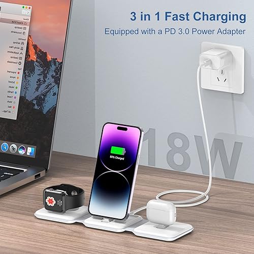 Miniatura 2 de Estación de carga 3 en 1 para múltiples dispositivos Apple, estación de carga plegable para Apple Watch Series 8Ultra76SE5432, soporte de carga de