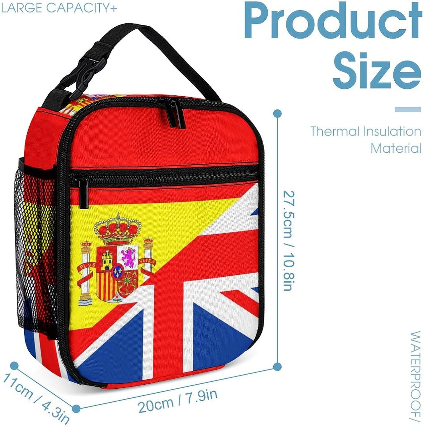 UK And Spain Flag Novelty Backpack Set with Lunch Bag Pencil Cases image 4