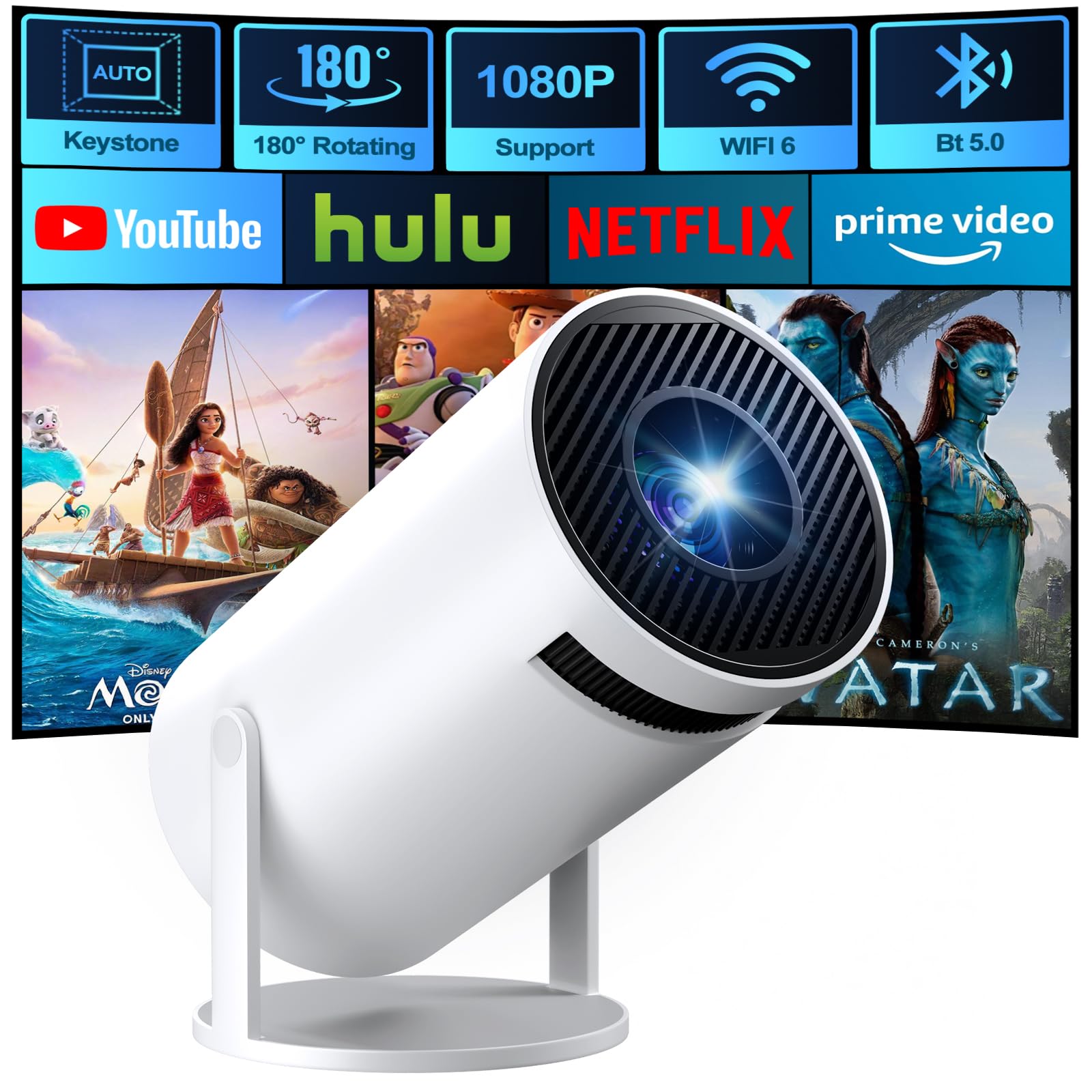 FEINODI 1080P Mini Smart Projector