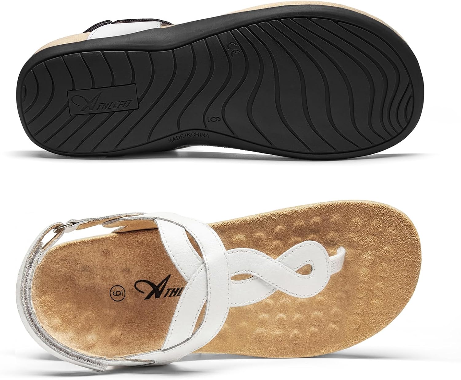 Athlefit Women's Orthopedic Arch Support Sandals Comfortable Thong T-Strap Orthotic Casual Flat Sandals - Image 6