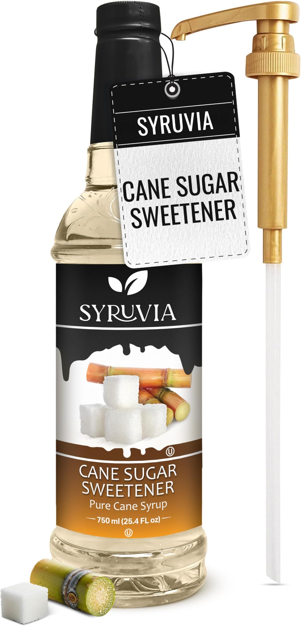 Coffee Syrup, Cane Sugar Sweetener Flavored Syrup for Drinks, Lattes, and Desserts – 25.4 fl oz - with Pump