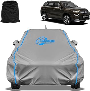 GARREGE Waterproof Car Body Cover Compatible with Toyota Hyryder V Hybrid Mirror and Antenna Pocket, Triple Stitched (Heat Price In India