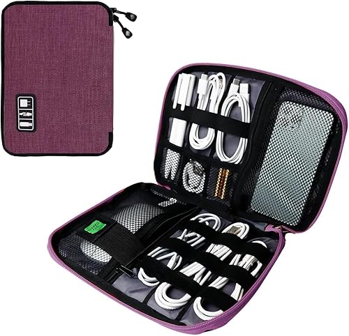 Miniatura 47 de Bolsa organizadora de electrónica Lcsmaokin, estuche organizador de cables portátil para viaje, bolsa de almacenamiento de accesorios electrónicos -