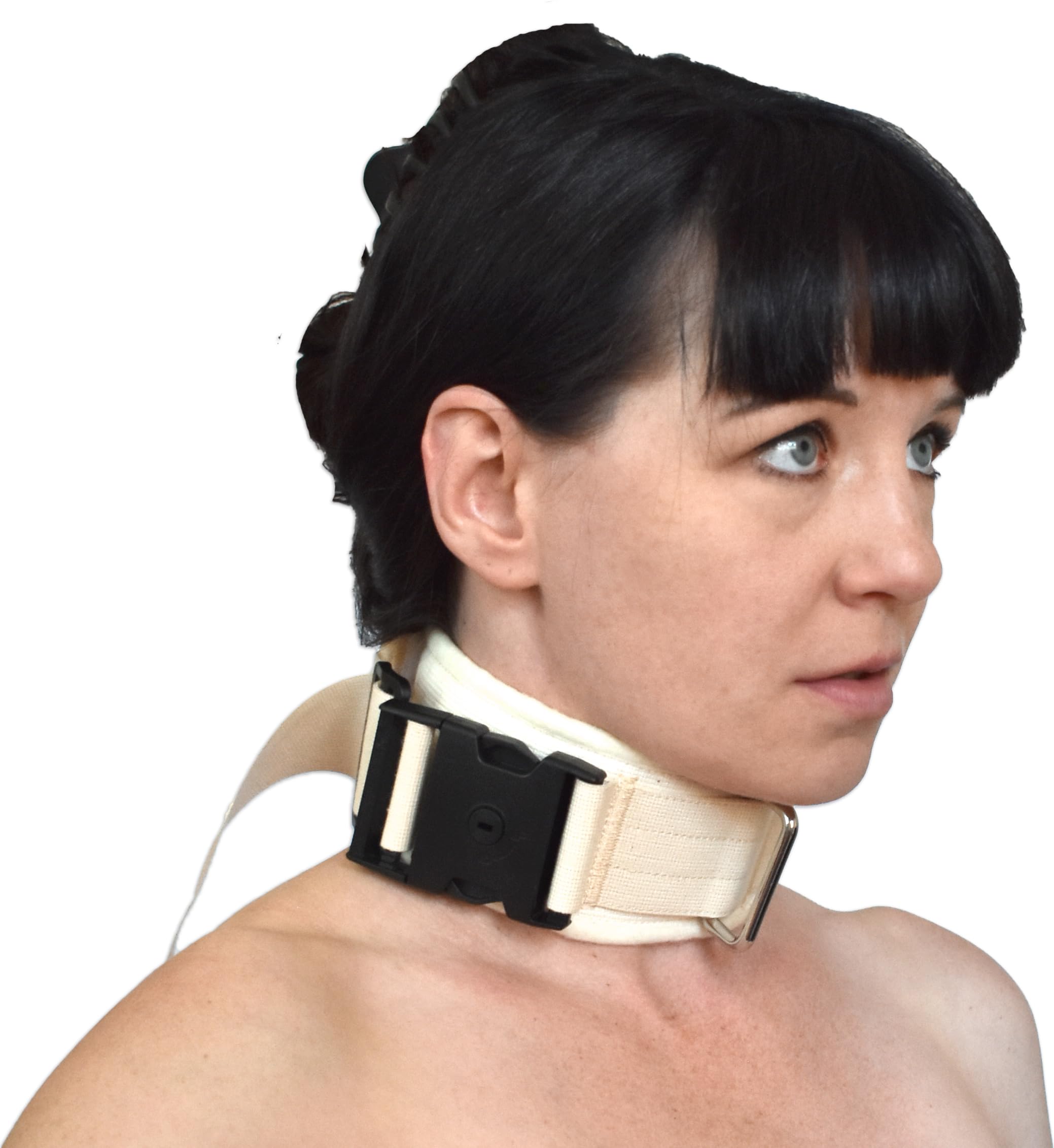 Klinik Halsband abschließbar – Bondage Halsfessel mit Schloss | Baumwolle & Schlüssel – verstellbar, unisex, Klinikspiele, BDSM, Fetisch, Dom/Sub, Unterwerfung & Psychiatrie