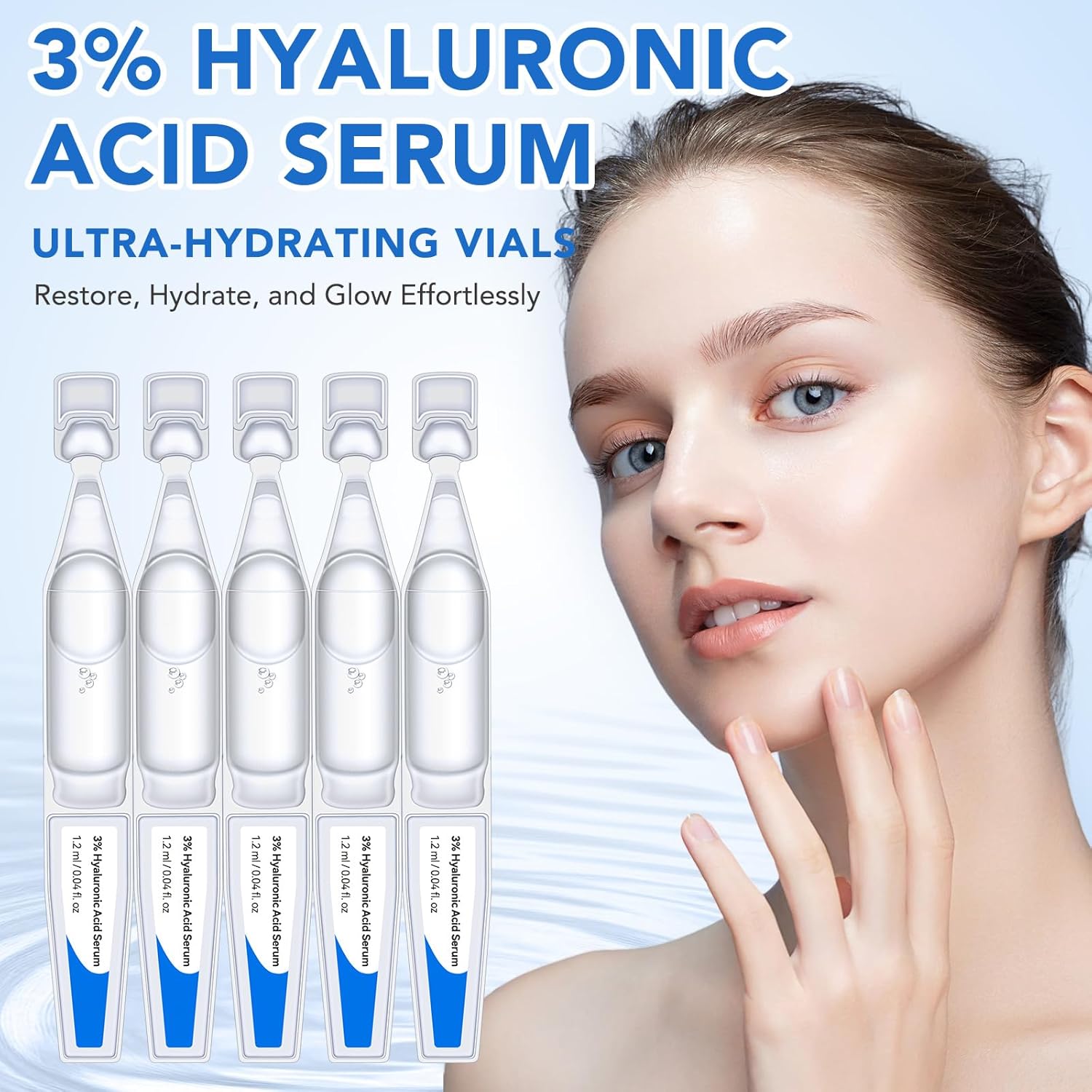 60PCS Ultra Hydrating Hyaluronic Acid Serum Tubes,3% Percent Hyaluronic Acid Moisturizer for Face & acne & scars,Single Use,Intensive Moisturizing, Skin Tightening, Emergency Repair, Anti-Aging - Image 2