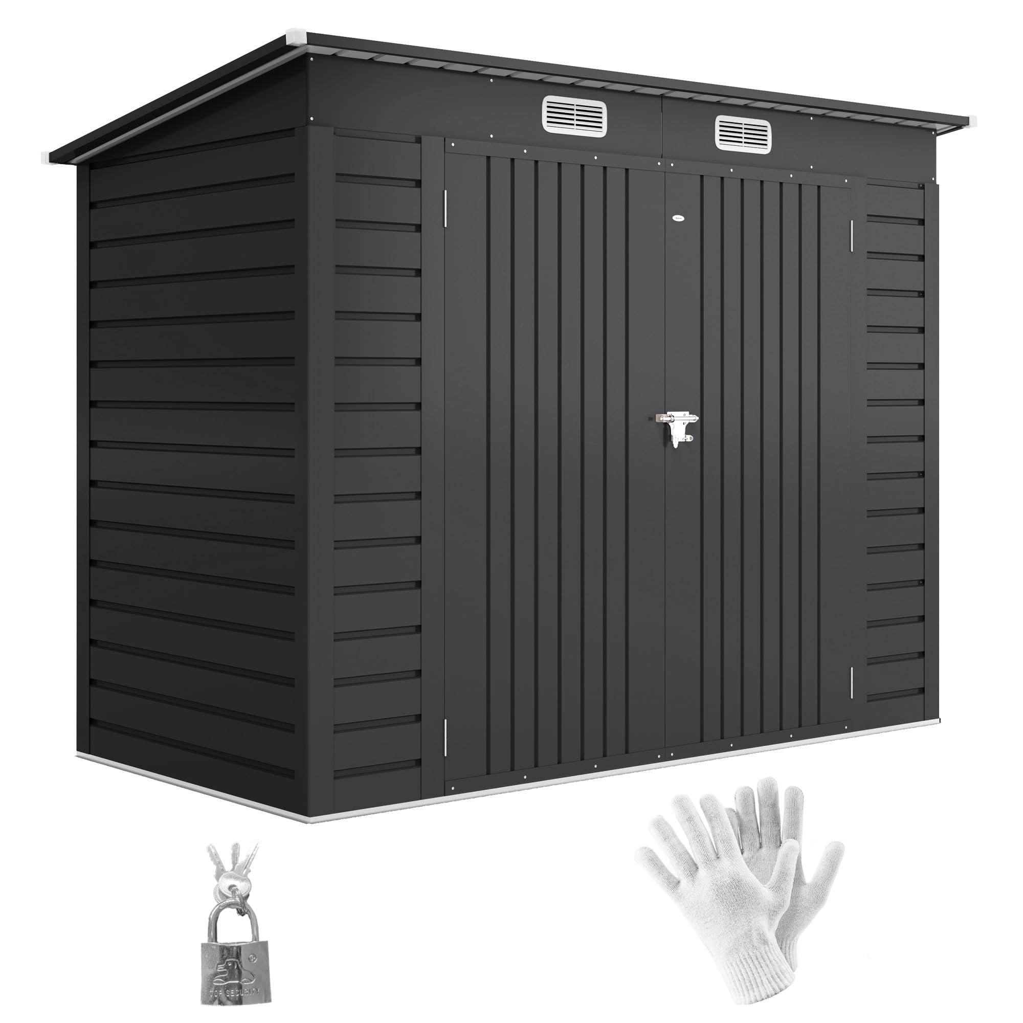 Outsunny Caseta de Jardín Exterior 2,​7m² 249x121x183 cm Cobertizo de Jardín Exterior con Doble Puerta 2 Ventilaciones y Pestillo Cobertizo para Terraza Patio Fácil Montar Gris