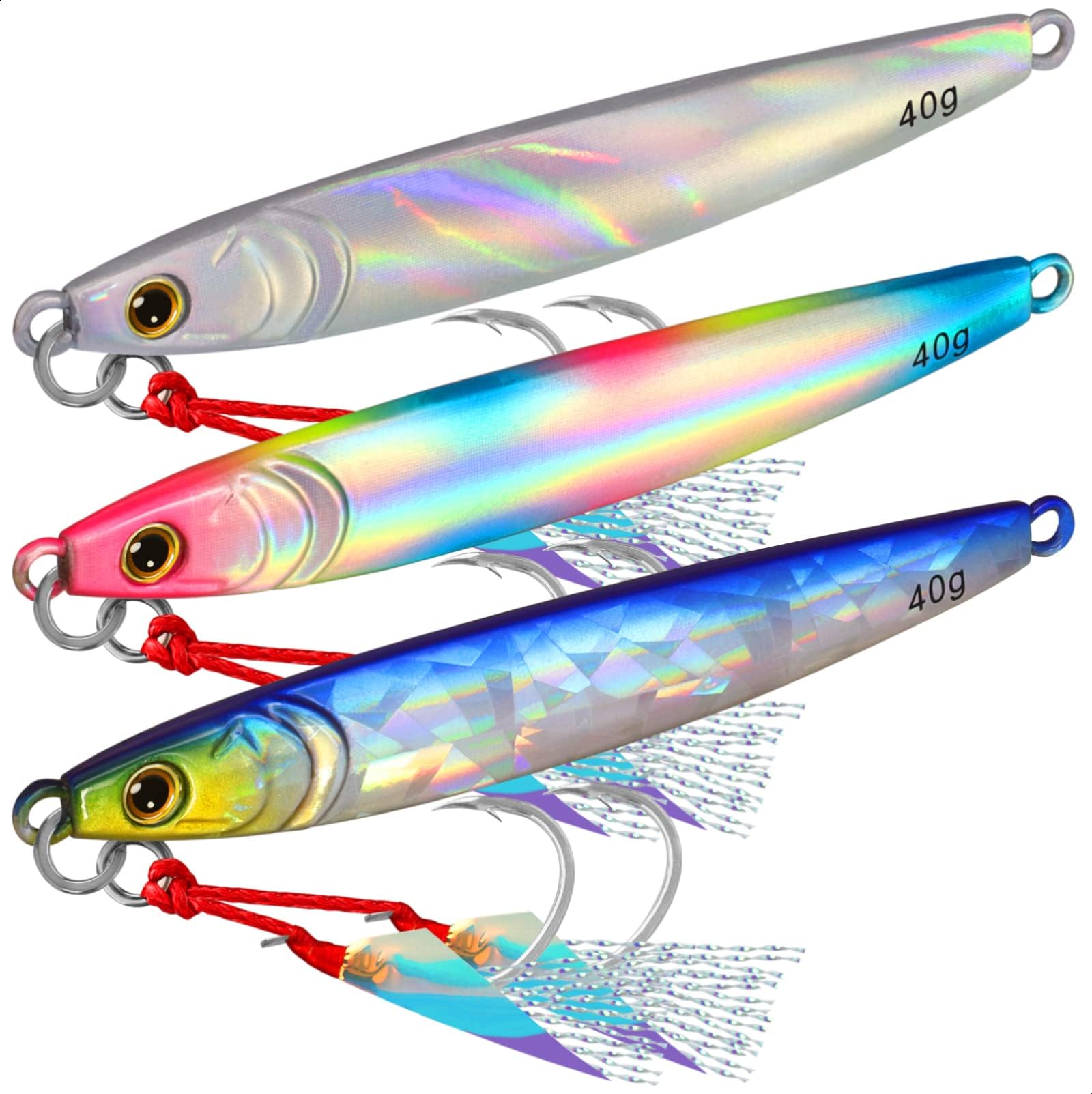 TRUSCEND Valuable Fishing Jigs of Captain's Favorite, Shiny Saltwater Spoons Perfect for Jigging, Slow Pitch Jig Catch More Fish,Durable and Well-Made Bass Fishing Lures with Sharp Hook