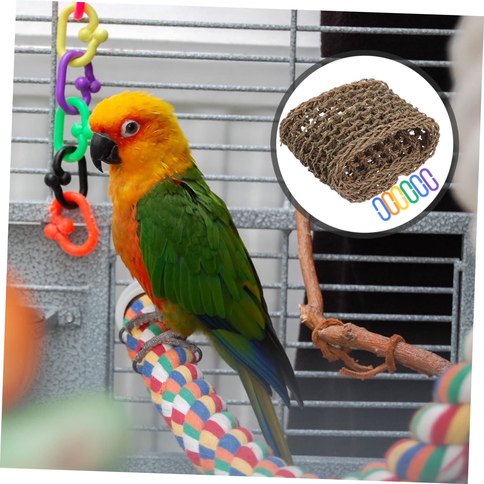 Kisangel Percha Colgante para Pájaros Juguete Trepador para Loros y Periquitos Soporte De Hamaca para Pájaros para Jaulas De Aves y Juguetes Colgantes Decorativos