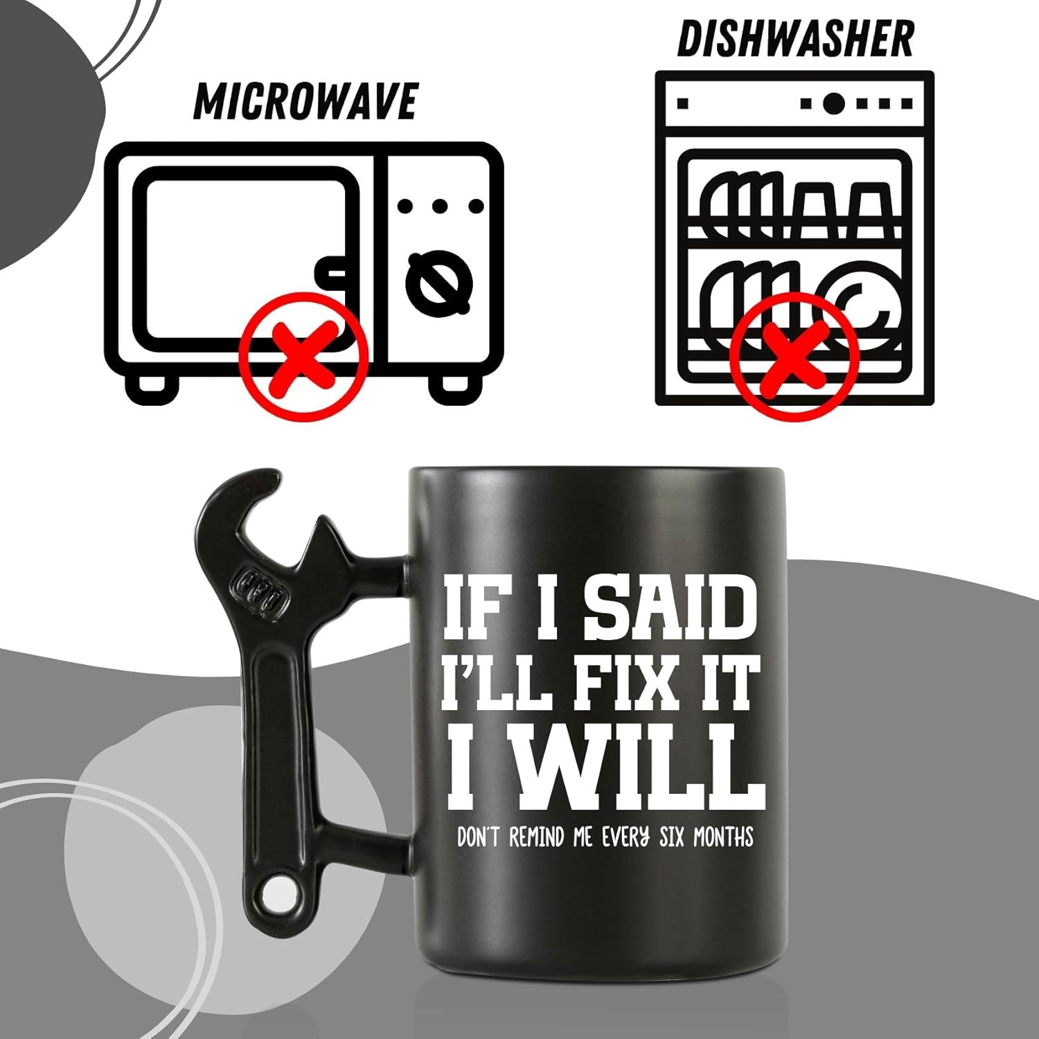 Onebttl Funny Coffee Mug with Wrench Spanner Handle, Gifts for Husband, Boyfriend on Birthday, Father's Day, Anniversary, Valentine's Day, 13.5oz - I Will - Image 6