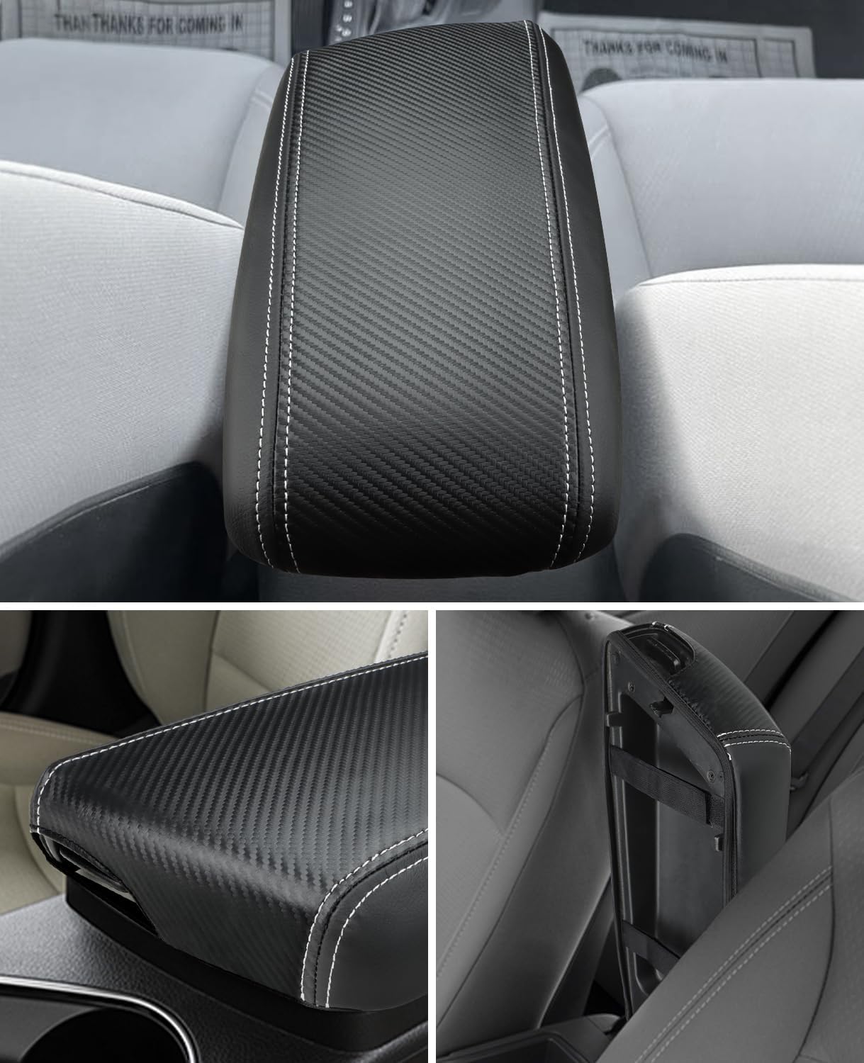 INTGET Car Center Console Armrest Cover for Kia Optima Accessories 2011 2012 2013 2014 2015 Leather Middle Console Arm Rest Box Lid Seat Cover Protector Cushion Saver (Carbon Fiber Texture, 2011-2015)