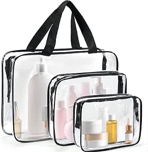 3PCS Trousse De Toilette Transparente PVC Étanche - Trousse Voyage Avion Maquillage Homme Femme