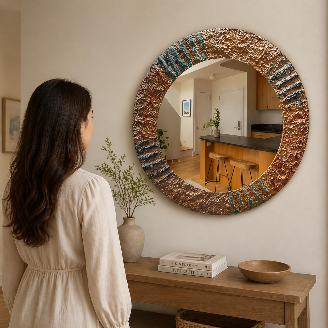 Wooden wall Mirror Vintage Hoom Designing Bathroom 18" 18" inc-image-48