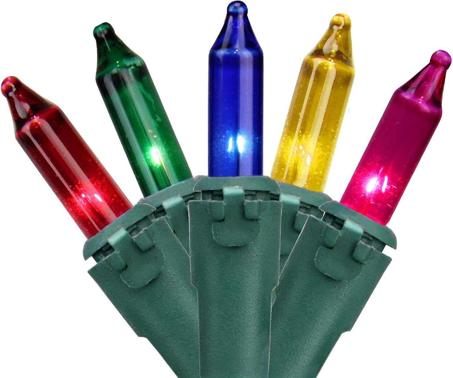 50-Count Multi-Color Mini Christmas Light Set, 10ft Green Wire