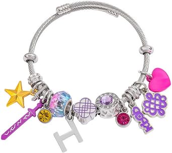 K-Pop Bracelet for Women, Korean Style Charm Bangle, Kpop Merch Jewelry with Heart Star Charms, Adjustable Cute Accessories for Girls, Fan Gifts & Concert Outfit