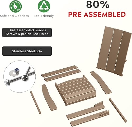 Miniatura 3 de Costaelm Silla Adirondack al aire libre, sillas de balcón de HDPE, silla Adirondack náutica de concha marina portside y sillas para hoguera, madera