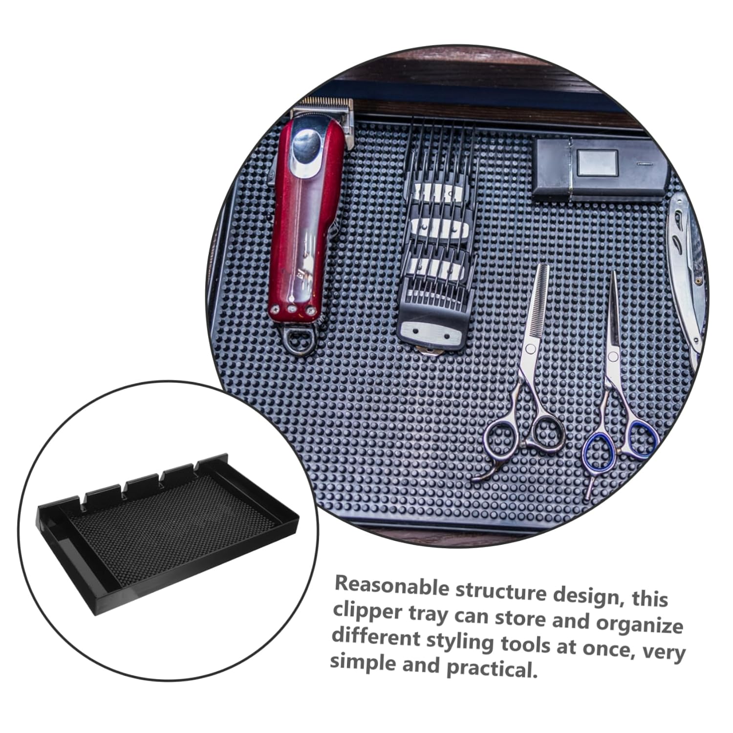 Barber Organizer Tray for Clippers Retro Design Hair Clipper Storage Holder Non-Slip Mat for Hair Salons and Barbershops