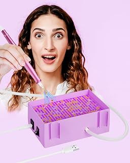 Electric Diamond Painting Pen – Plug-in Vacuum Drill Picker Tool with Built-in Tray, No Wax Needed, USB Diamond Art Painting Pen for Adults & Kids, E-Painter for Diamond Painting Kits(Purple)