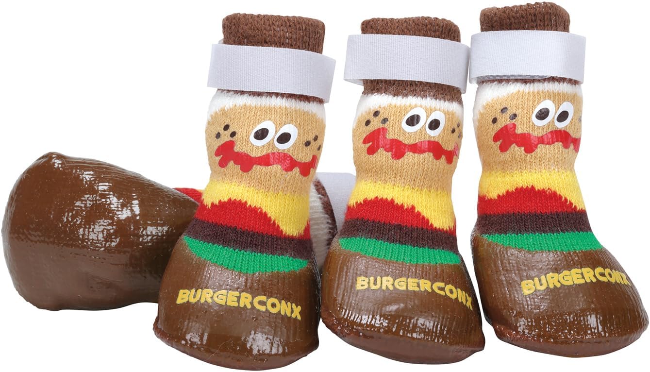 Skater PSHS2-A Pet Shoes, XS 4 Pieces, Dog Shoes, Outdoor, Fixed Belt Included, Burger Conx