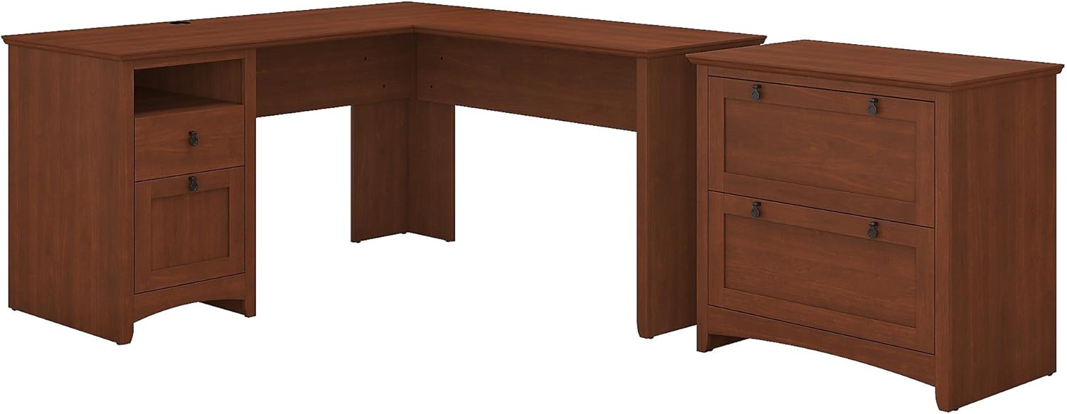Bush Furniture Buena Vista L Shaped Desk with Lateral File