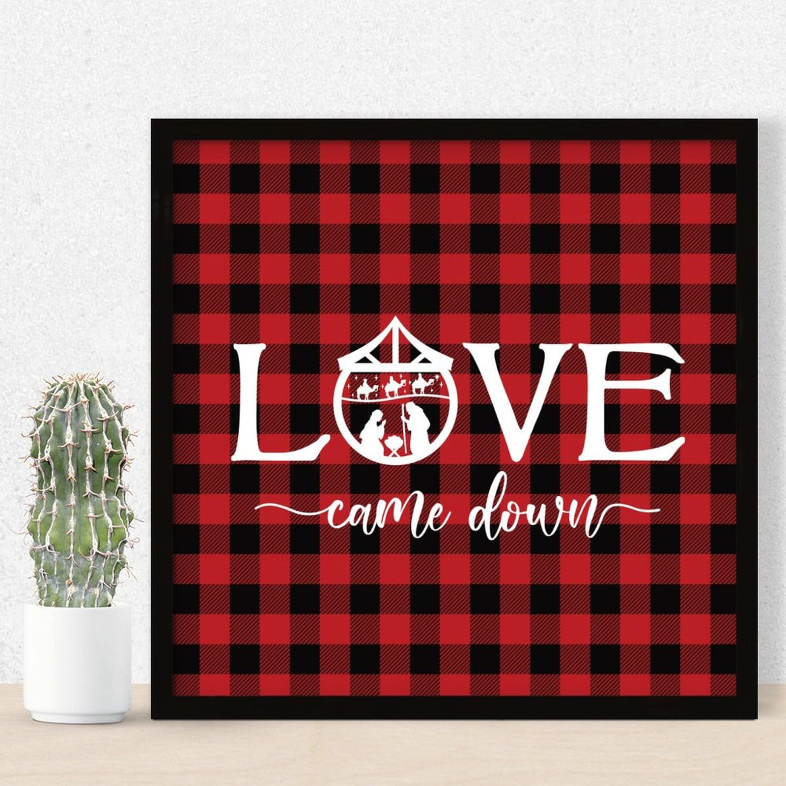 Cadre en bois rustique Love Came Down idée cadeau chrétien