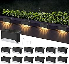 Lot de 12 Lampes Solaires pour Escaliers Extérieurs, Étanche Lampes Solaires pour Clôtures Extérieures, Blanc chaud, LED Lampe Solaire Exterieur pour Clôture, Escalier Extérieur, Marches, Cour