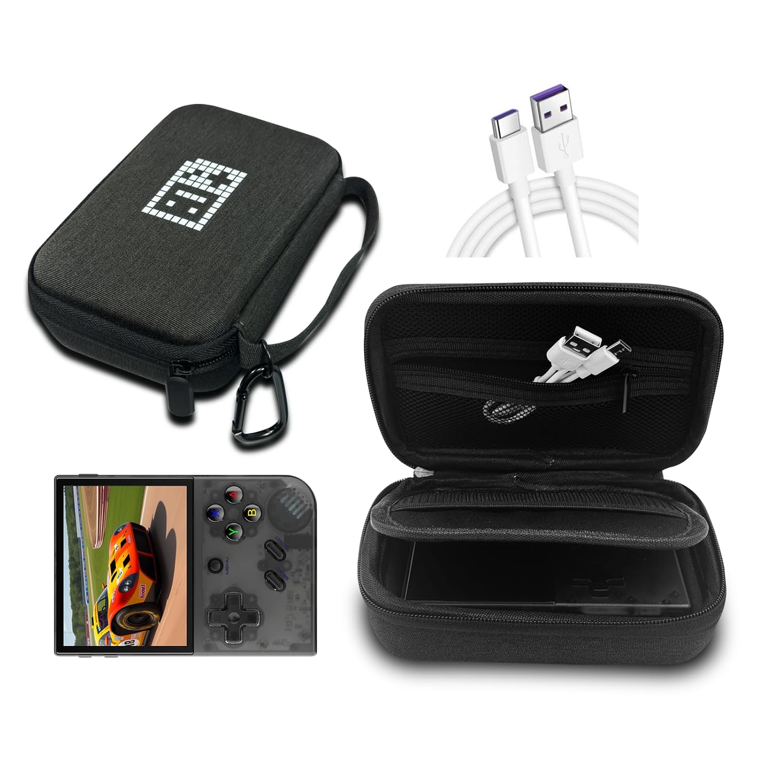 GameLo RG35XX Plus Case Portable Console Case for RG35XX Plus, Holds Game Console, Charging Cable, and Accessories, with Straps and D-Buckles, Lightweight, Compact, Easy to Carry, Black - Image 3