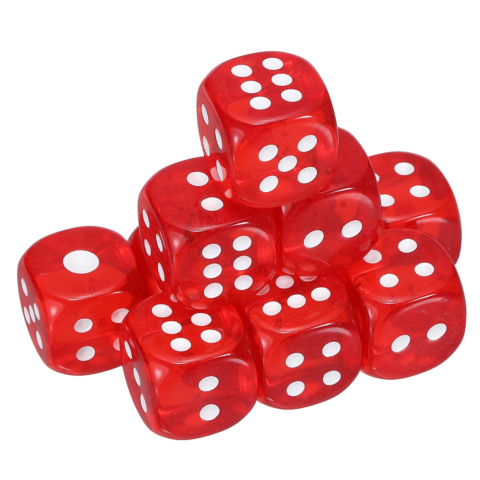 sourcing map 10Pcs 6 Sided Acrylic Dice, 25mm/0.98" Rounded Corner Translucent Colored D6 Game Dice for Theme Party Fun Table Board Games, Red