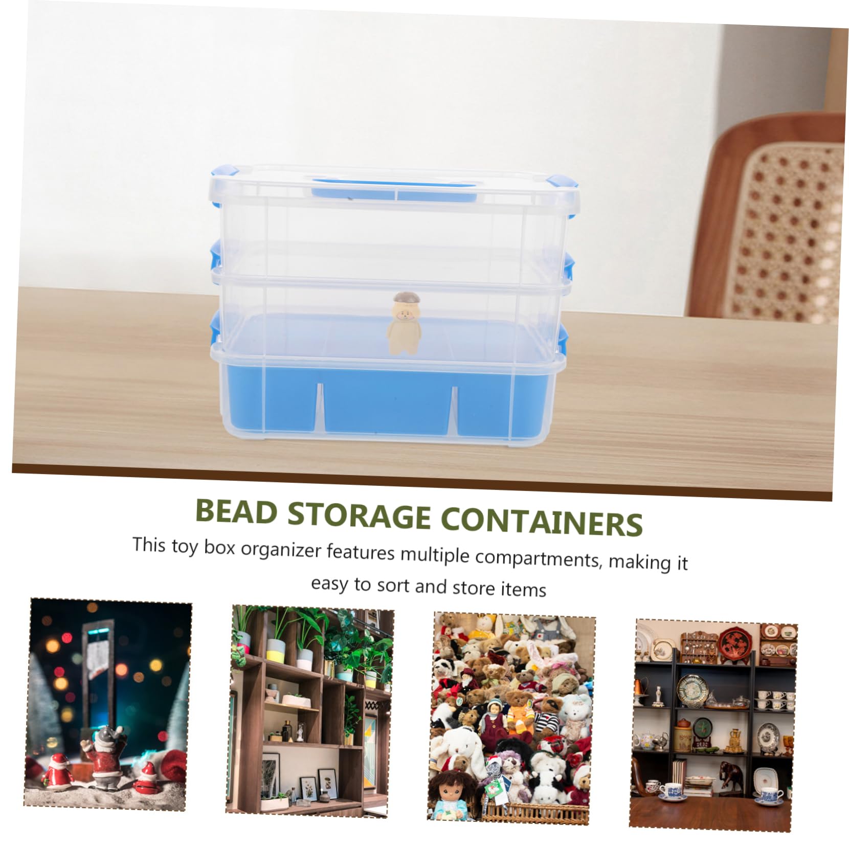 Stapelbare mit Fächern Aufbewahrungsbox mit Deckel aus Kunststoff Multifunktionaler Organizer für Spielzeug und Bastelmaterial für Büro und Outdoor Aktivitäten