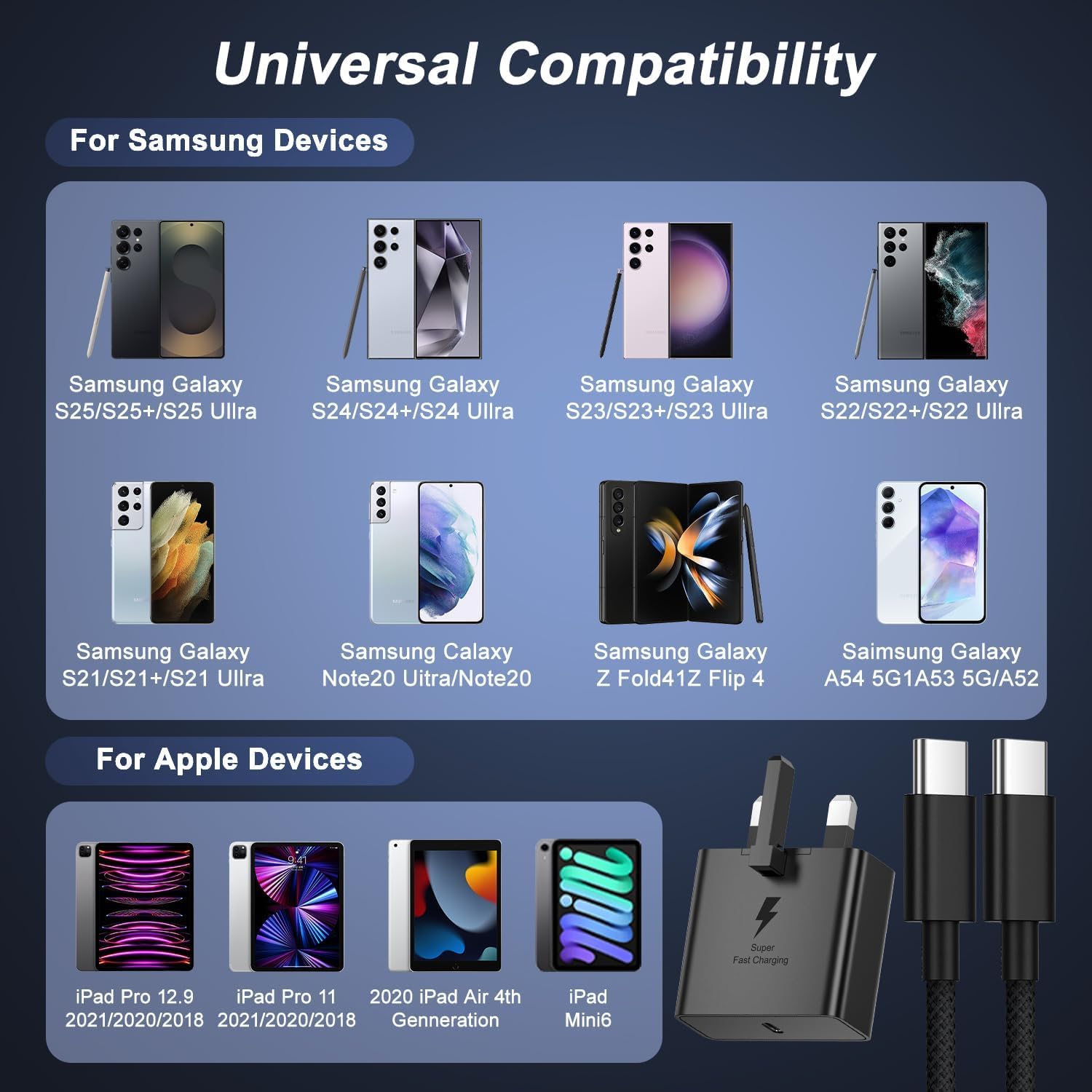 45W USB C Charger for Samsung Fast Charger Plug, Type C Fast Charging Cable with 2M USBC Charging Cable for Samsung Galaxy S26 Ultra/S26+/S26/S25/S25+/S25 Ultra/S24/S24 Ultra/S23/S22 Ultra/S21/S20 — view 6