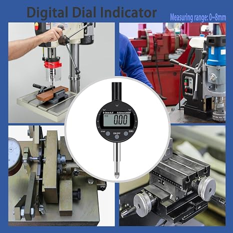 Electronic Digital Dial Indicator Digital Probe Indicator Dial Test Gauge High Resolution: 0.0005 inch/0.01mm Tool for Lathe Shop Woodworking(zg)