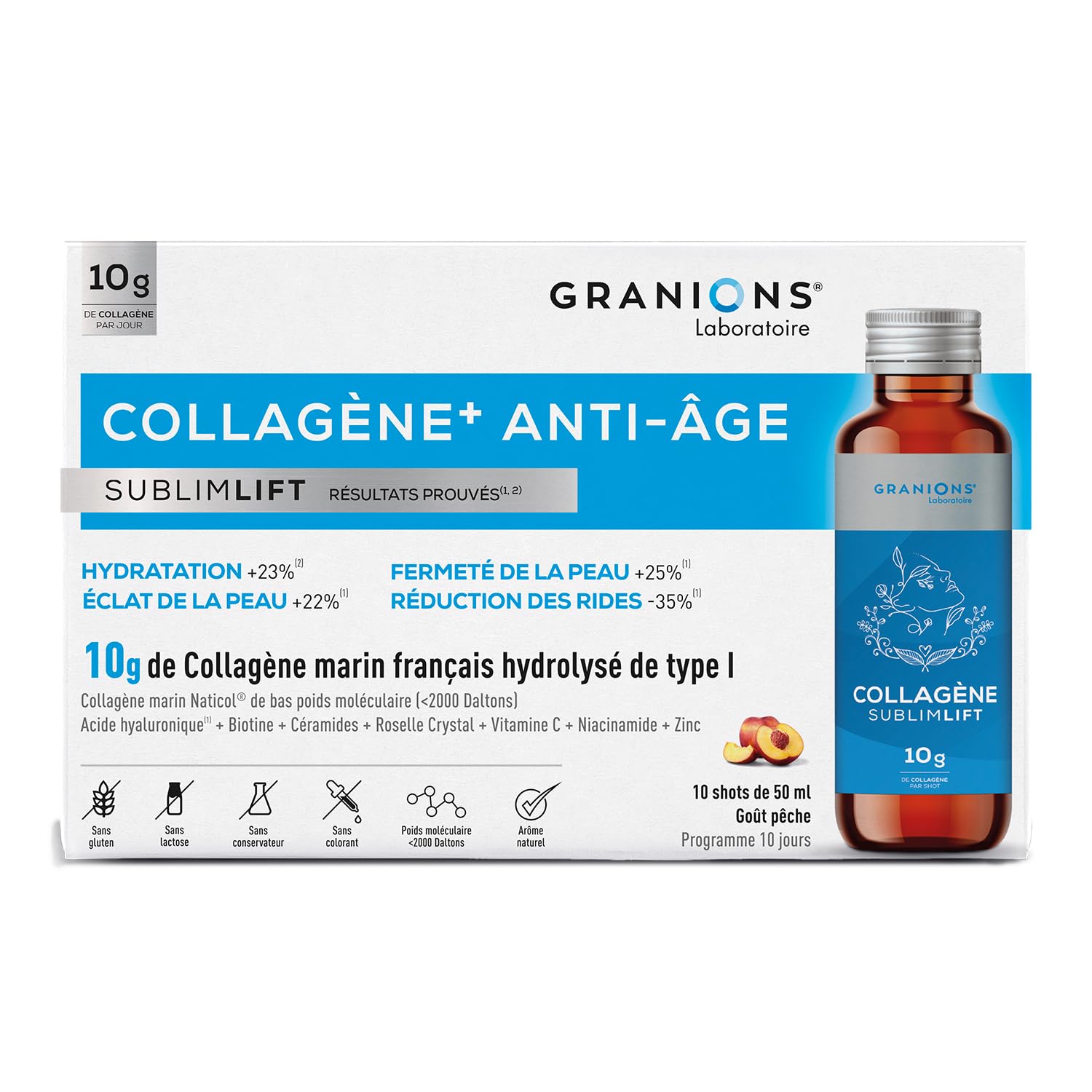 Cure Global Jeunesse - SERUM 30 mL + COLLAGENE SHOTS PECHE - COLLAGENE MARIN POUDRE GOUT NEUTRE - Collagene Marin - Collagene et Acide Hyaluronique - Vitamine C - Skincare Anti Age - Anti ride