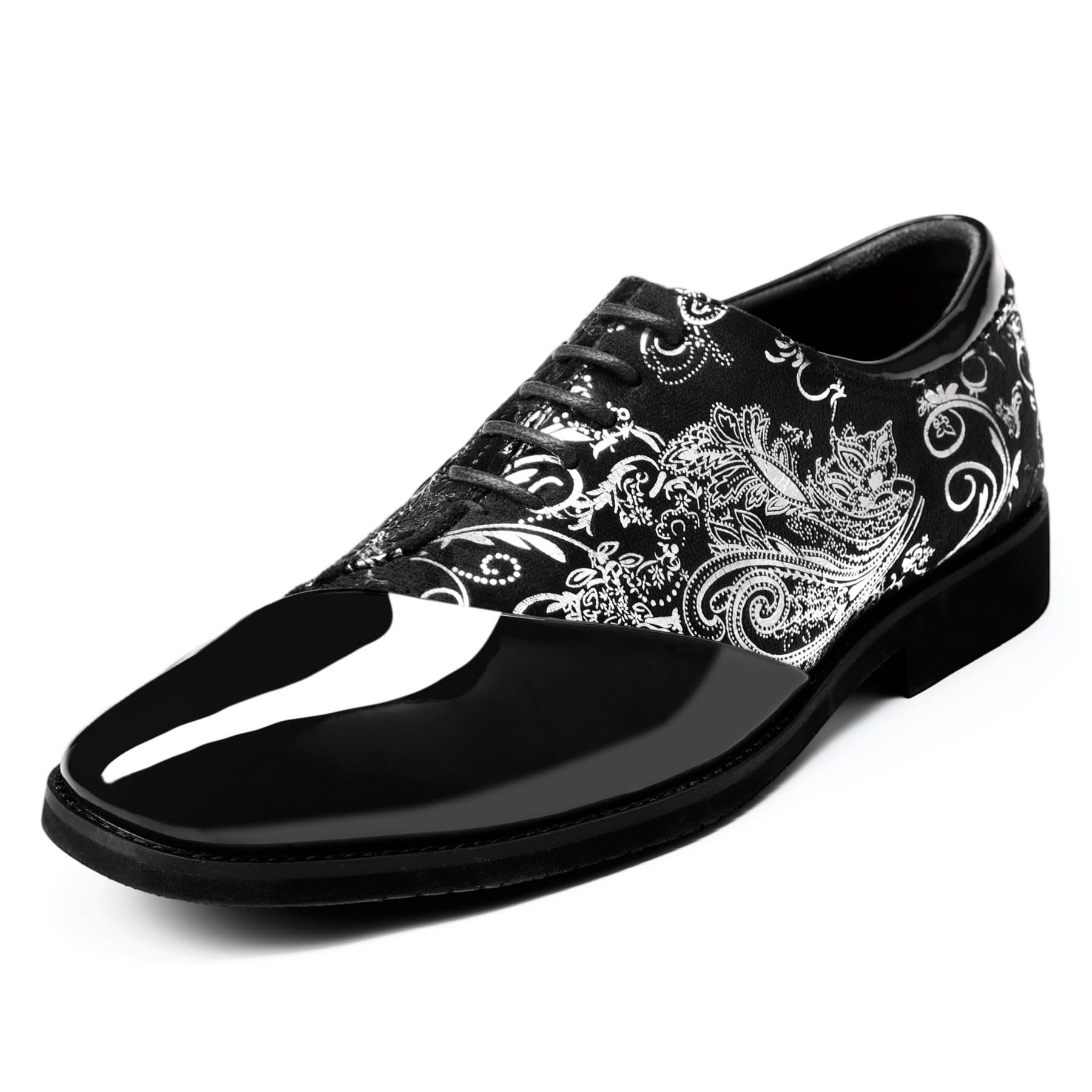YFFUSHI Scarpe Uomo Derby Jacquard Pelle PU Lacci Formali Business Traspiranti Largo Eleganti Brogues