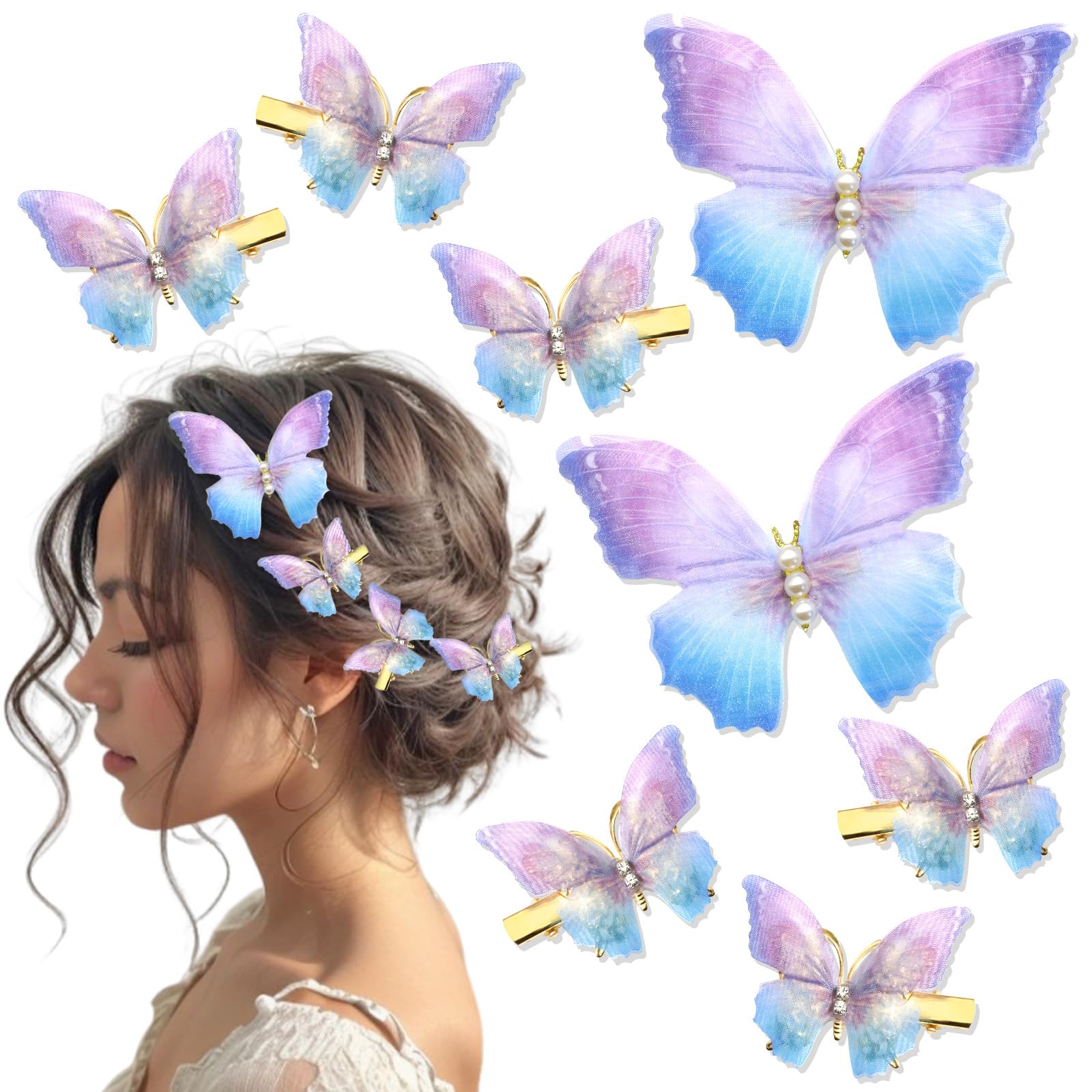 Amazon.com : SAWINDA 8PCS Purple Butterfly Hair Clips Blue 