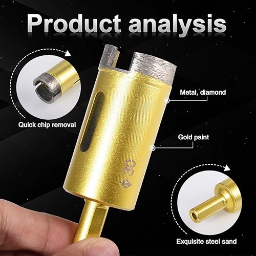 Miniatura 3 de KATUR - Broca para sierra de diamante (0.236in de diámetro, para mampostería, cerámica, porcelana, mármol, granito, 0.236in de diámetro)