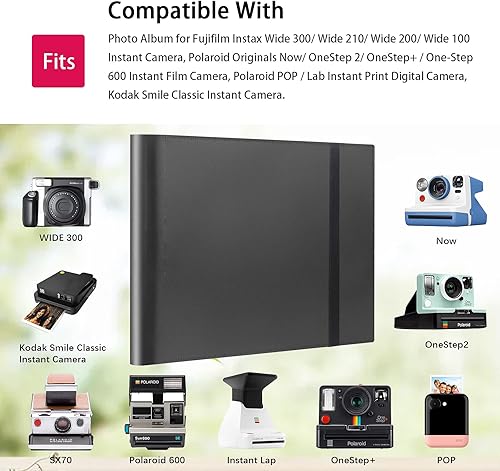 Miniatura 2 de Álbum de fotos de 160 bolsillos para Fujifilm Instax Wide 300, Polaroid 600 i-Type 3.5 x 4.5 pulgadas, compatible con cámara instantánea Polaroid