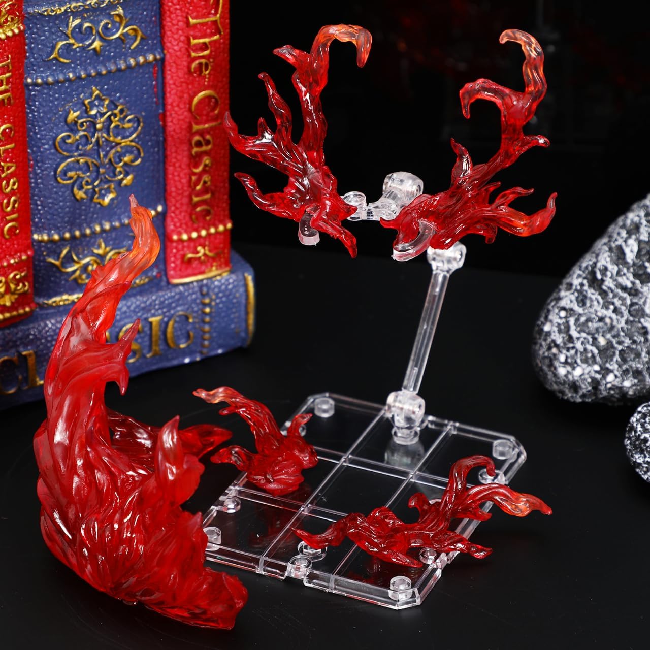 ULTECHNOVO Fire Action Figure Effects with Display Stand, Flame Accessory Set for DIY Model Building, Compatible with 6 Inch Figures, , and 1/144 Scale Models, Red