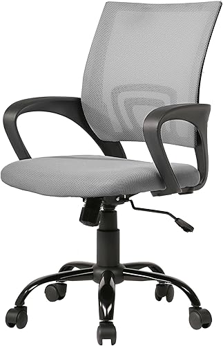PayLessHere Silla de oficina para computadora, ergonómica, silla de escritorio barata, ajustable, cómoda, con respaldo medio, silla giratoria con